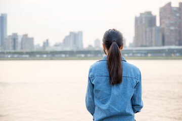 Woman enjoy view of Taipei city