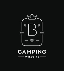 Letter B uppercase camping vector logo design template