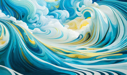 Abstract blue water wave. copy space for text. teal, turquoise, aqua, blue. wavy motion for pool party or ocean beach travel. Web banner, backdrop, background graphic