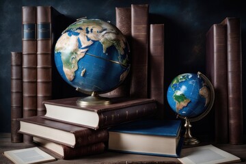 globe and books on table