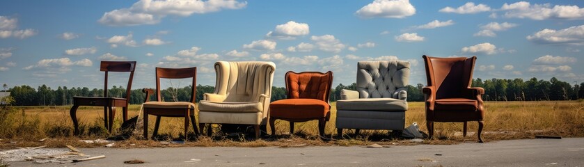 Discarded Furniture On The Side Of The Road Panoramic Banner