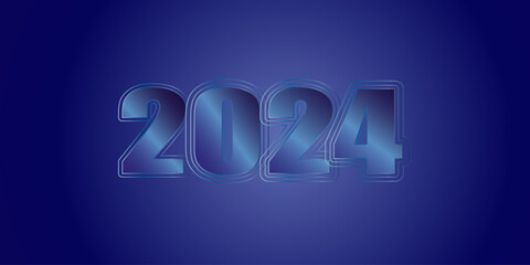 Happy New Year 2024. Blue bright gradient number 2024 vector background for poster, banner, congratulation. EPS10