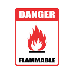 vector sign danger flamable isolated on white background - obrazy, fototapety, plakaty