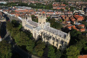 Fototapeta na wymiar aerial view of Selby Abbey. Anglican Church.Selby Yorkshire 