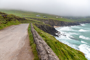 Cliffs, vegetation and waves in Dunmore Head