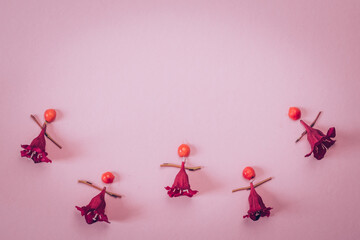 dancing ballerinas made from red flowers, creative ideas from flowers