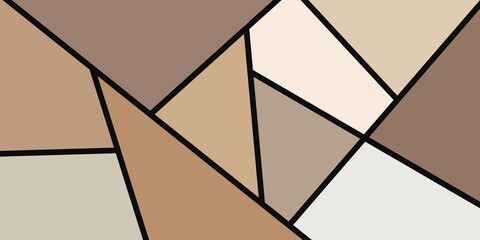 simple modern abstract illustration in the form of a collage of geometric shapes (triangles) in beige shades. Borders black lines, hand drawn on background
