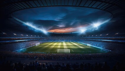 Large modern football stadium Football game design. Championship game summer background.