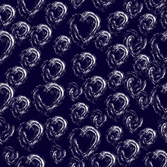 Watercolor texture heart shape. Blue textile print template. Simple artistic background.