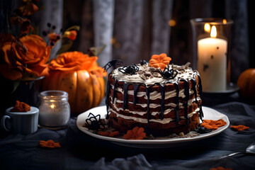 Halloween cake on a dining table decoration