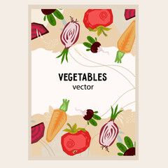 Autumn vegetables vector background for sauce, food preserves label design hand drawn vector illustration. Background design for food and preserved canned vegetables packs.
