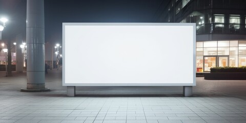 Public Advertisement Board A Public Shopping Center Mall Or Business Center Advertisement Board Space As An Empty Blank White Mockup Signboard With Copy Space - obrazy, fototapety, plakaty