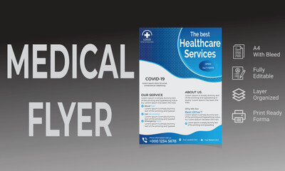 A4 size Medical healthcare flyer design template.