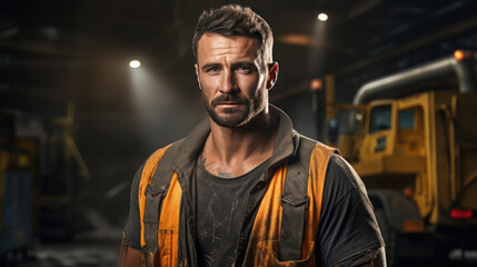 A strong and capable construction worker captured in a portrait.