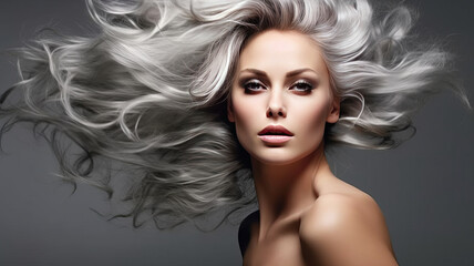 Lively hair on a gray background.