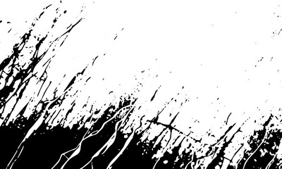 Grunge texture splashes, drips, veins, lines. Vector black background
