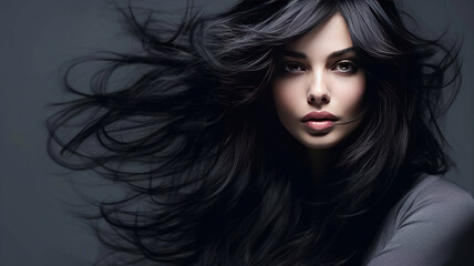 Lively hair on a gray background
