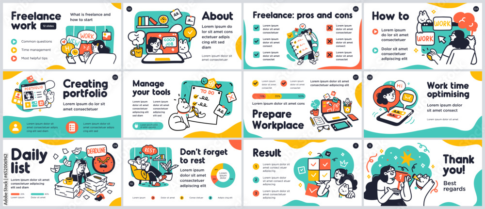 Sticker presentation and slide layout background. design template with business people. use for business ann