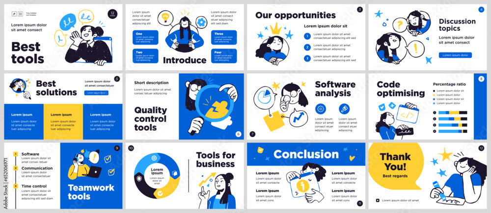 Wall mural presentation and slide layout background. design template with business people. use for business ann