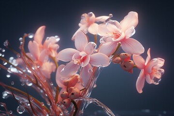 orchid flower on black background, Generative AI