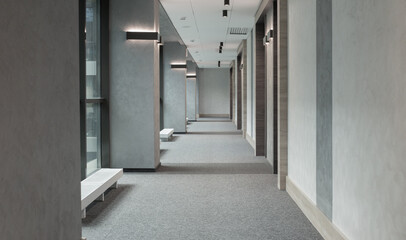 gray modern corridor with lighting