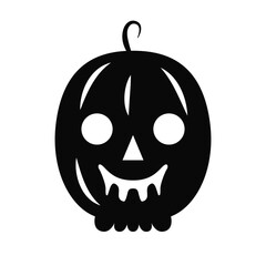 Black Creepy Pumpkin Vector Icon - Spooky and Sinister Jack-o'-Lantern Illustration