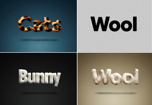 Fur text effect with wool, cat and rabbit fur with generative ai