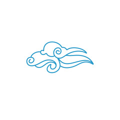 Blue clouds in Chinese style. Vector illustration