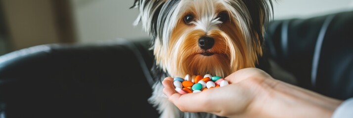 A Womans Hand Holding Pills And Closeup Medicine Emphasizing The Importance Of Medications For Dogs Some Dog Breeds May Be Reluctant To Take Medicine When They Are Sick