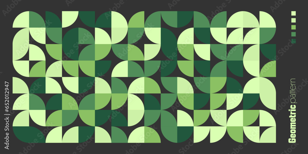 Wall mural geometric trendy pattern, bauhaus style. modern colorful background with simple elements. retro text