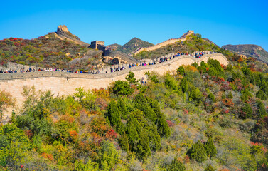 View of the Great Wall at the end of summer near Beijing, China.