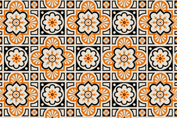 Milan, Italy. Floor with floral ornament inside Duomo di Milano, cathedral of city. Geometric pattern of floor marble tile. EPS illustration.