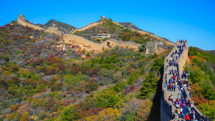 View of the Great Wall at the end of summer near Beijing, China.