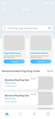 Table Tennis Class and Club, School and Ping Pong Academy and Classes Blue App UI Kit Template