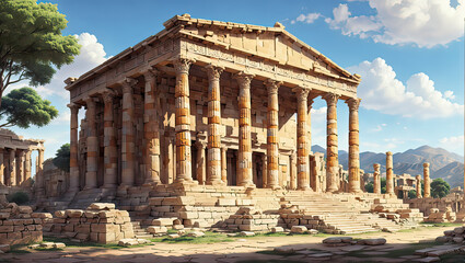Image of the Temple of Artemis of Ephesus, the wonder of the world.