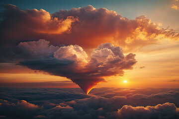 Photo a heart of clouds during sunset.
