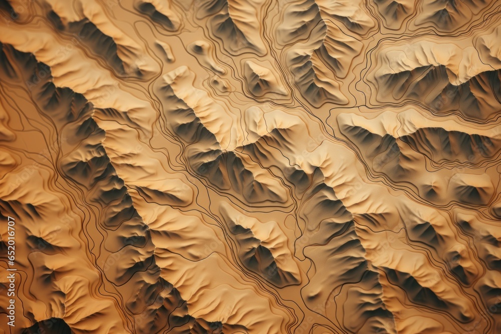 Poster A close up view of a detailed map depicting a mountain range. This image can be used for educational purposes or in travel-related content.