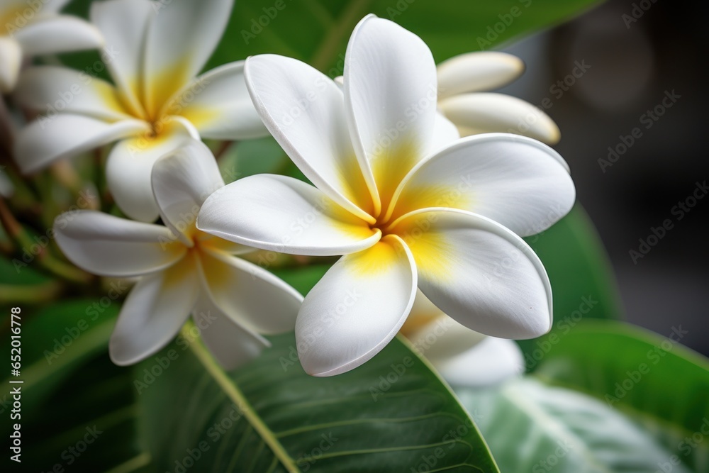 Poster a beautiful bunch of white and yellow flowers with vibrant green leaves. perfect for adding a touch 