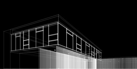 Fototapeta premium Modern building sketch 3d rendering