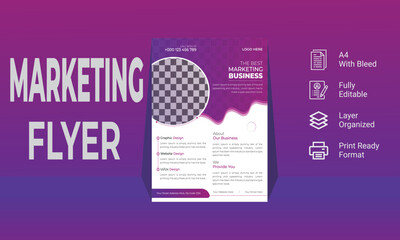Modern Corporate marketing flyer design template , business flyer layout editable vector file, A4 size marketing flyer design template.