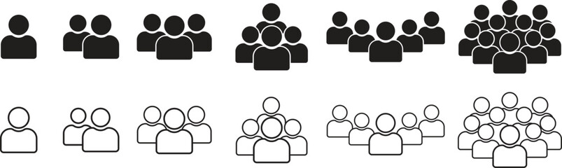 People population pictogram set in black and line style Vector