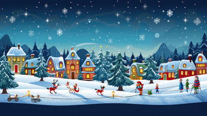 Fototapeta na wymiar Christmas Magic: Winter Village