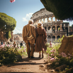 Sprightly seniors visit Rome and sights, AI generated