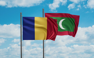 Maldives and Romania flag