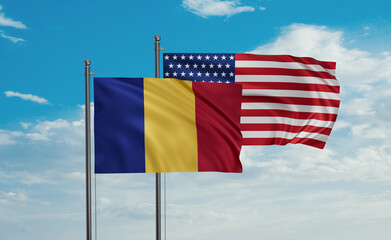 USA and Romania flags