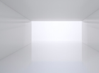 empty white room with windows 3d