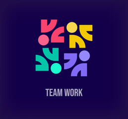 Teamwork and people, solidarity idea, modern logo. Unique color transitions. company growth logo template. vector.