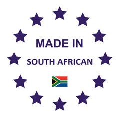 The sign is made in South African. Framed with stars with the flag of the country.