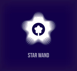 Magic wand modern logo with stars. Creative fairy tale logo template. vector.