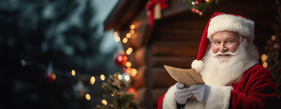 Santa Claus holding a parchment list 